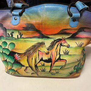 Colorful Hand Painted Horse Print Women's Bag. New without tags.